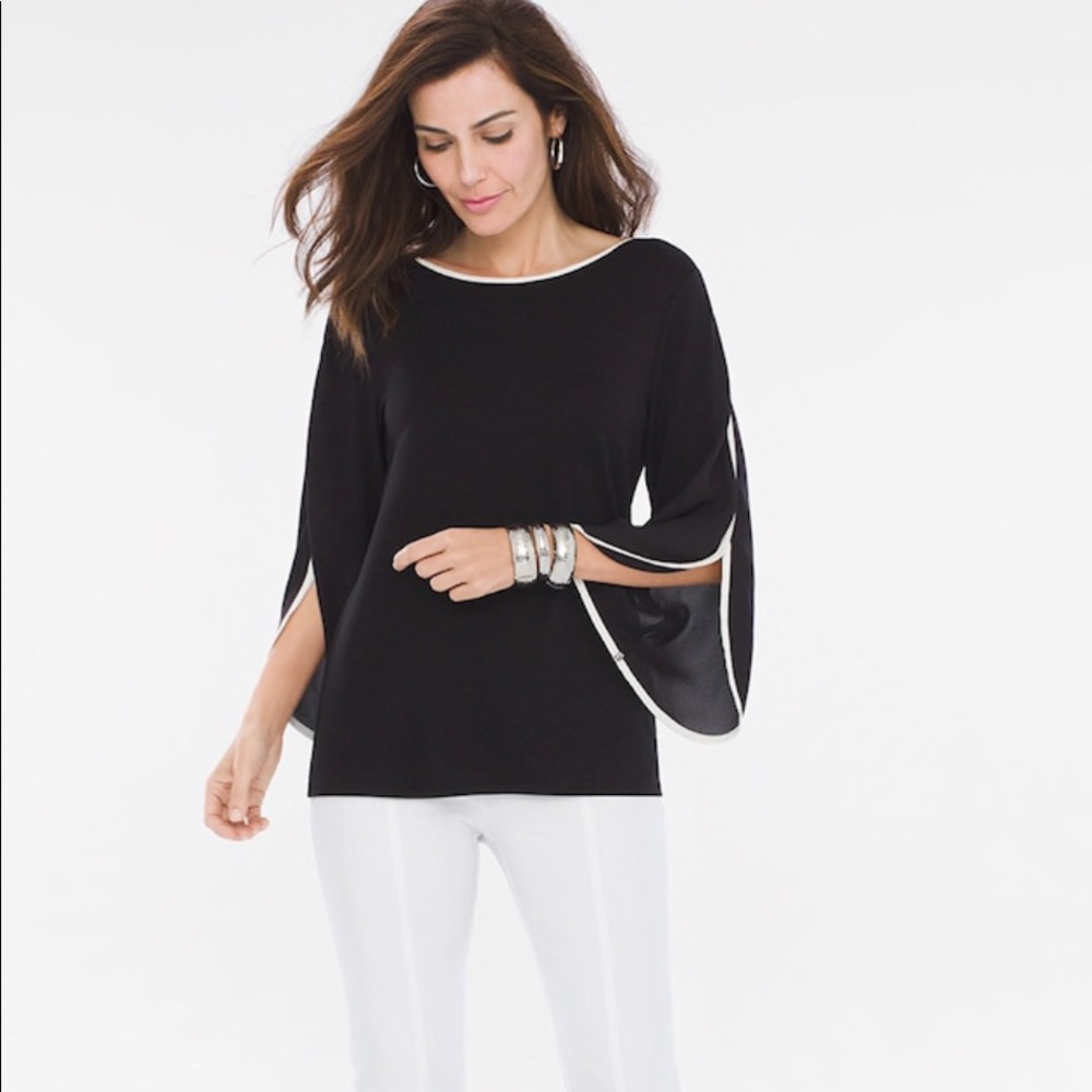NWT Chico’s Contrast Trim Top, Size 1